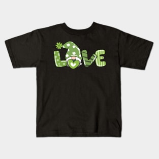 St Patricks Day Love Gnome Girl Kids T-Shirt